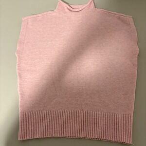 Ann Taylor Factory Pink Mock Neck Sleeveless Sweater Vest Top XS Pretty Office